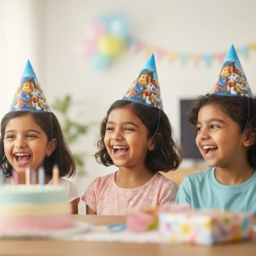 Image of Wanna Party Paw Theme Birthday Hats - Cute Paw Print Party Caps for Kids | Animal Paw Theme Birthday Accessories for Boys & Girls Celebration Supplies