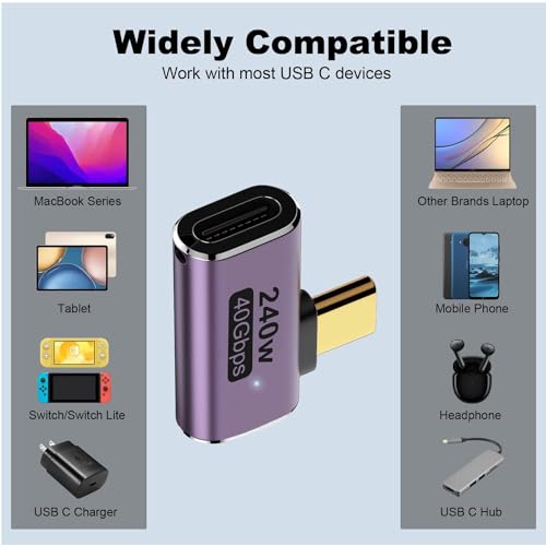 2 Adaptadores USB C en ángulo de 90 grados miniatura 5
