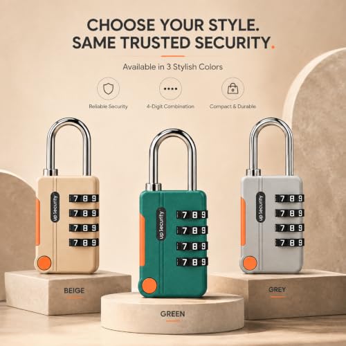 Image of Karomouj 4-Digit Combination Padlock | Metal Keyless Locker Lock for Gym, School, Dorm, Luggage, Cabinet, Bag & Key Storage | Gray | Pack of 1