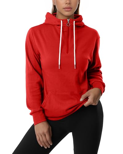 Image of GIVON Womens Casual Zip Up Hoodie Cotton Blend Soft Fabric Basic Layering Hooded Jacket with Kangaroo Pocket