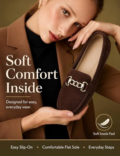 Image of ABEJOJO Women's Loafer Shoes, Comfortable Slip on Casual Flat Penny Shoes for Walking, Driving, Dressy