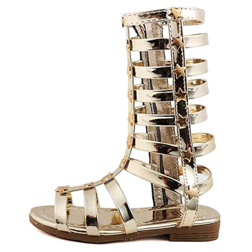 Skeblo Girls Rivet Gladiator Sandals Summer Princess Dress Strappy Flats Zip Up Boots Shoes2