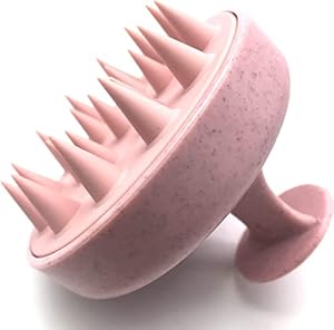 Shampoo Brush, RENESMEE Scalp Massager, Shower Scalp Scrubber Tool for Hair Growth, Eco-friendly Wheat Straw Hair Products With Soft Silicon Brush Head, Dandruff Removal, Prevents Hair loss (Pink)