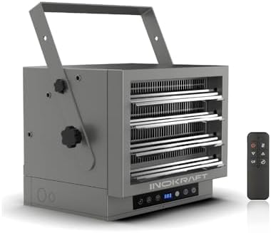 InoKraft 7500W Electric Garage Heater with Remote, Ceiling Mount Fan Forced Shop Heater with Digital Thermostat, 240V Hardwired Space Heater for Garage&Workshop, 12-hour Timer and Overheat Protection