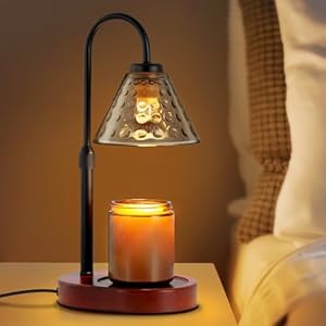 Candle Warmer Lamp Height Adjustable Candle Warmer with Timer Dimmer Electric Candle Lamp with 2 50W Bulbs Wax Melt Warmer for Scented Jar Vintage Home Decor Glass ShadeGlazed Black