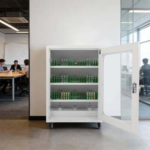 Image of 50 Device Cell Phone Charging Station, Rechargeable Cellphone Locker Storage Charging Station, Mobile Charging Cabinet for Cell Phone, USB Cell Phone Charging Cart with Lock