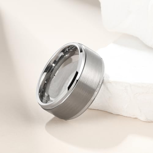 Image of King Will Classic Tungsten Wedding Band for Men, 6 /7 /8 /9 /10mm Widths, Polished Finish Step Edge Matte Rings Comfort Fit