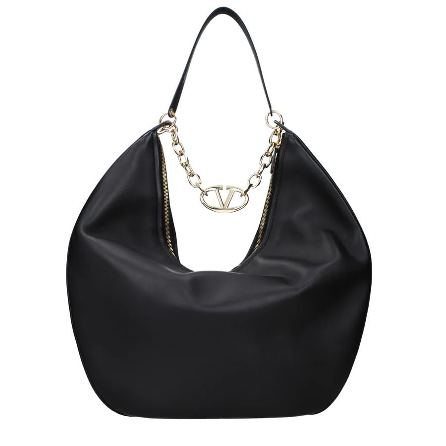 Valentino Garavani Bolsa de ombro feminina preta extra de couro grande
