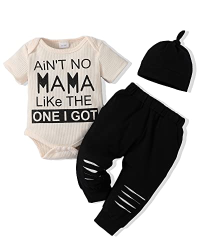 Image of NZRVAWS Baby Boy Clothes Newborn Boy Outfits Infant Letter Print Bodysuit Romper Pants Set Fall Winter Clothes Gifts