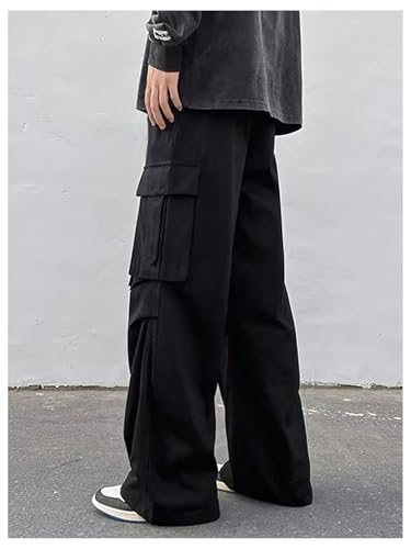 Verdusa Men's Cargo High Waist Pants Ruched Loose Trousers with Pockets2