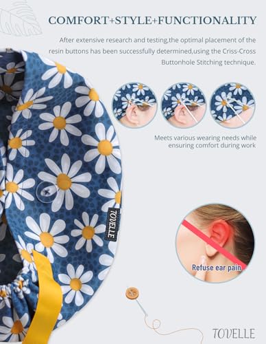 Gorro quirúrgico estilo europeo con botones y diseño floral miniatura 6