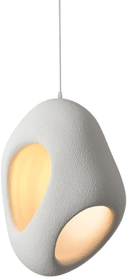 Nordic Simple Pendant Light, Japanese Style Hanging Lamp, Style Bird Nest Shape Hanging Light, Creative Bar Chandelier for Farmhouse Kitchen Island Dining Room Hallway (Color : White)-image-47