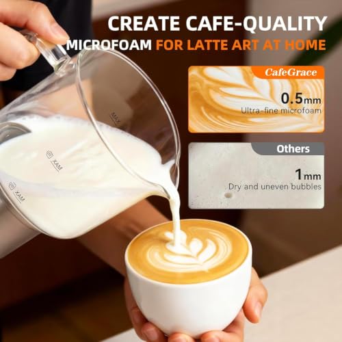 Image of 8 in 1 Milk Frother and Steamer, 20 oz Large Capacity, 550 Watts, Fast Froth Whip Creamy, Automatic Warm and Cold Foam Frother for Coffee, Latte, Macchiato, Cappuccino, Hot Chocolate