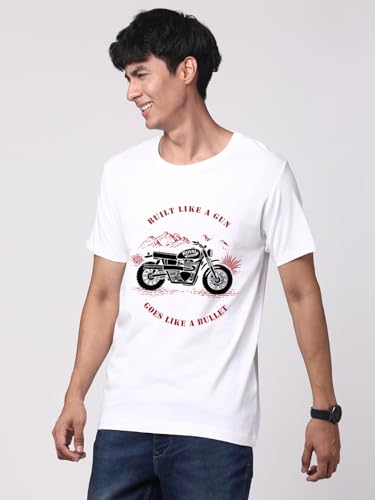 Image of ADRO Men's Royal Bike Design Printed 100% Cotton T-Shirt - Regular Fit, Printed T-Shirts for Men