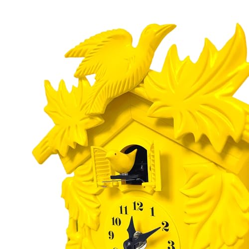 WALPLUS 20.2x37cm Yellow Vintage Cuckoo Clock With Cuckoo Call Simple Fashionable antique style Pendulum Clock Home DIY Decoration Office Accessories Minimalist Design Bedroom Decor Stylish Living