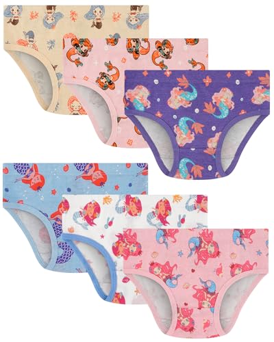 JAHSIYI Girls Underwear Toddler Mermaid Panties 100% Organic Cotton Kids Briefs Tagless Underpants Children Undies Clothes Size 3T Age 3 Years Old