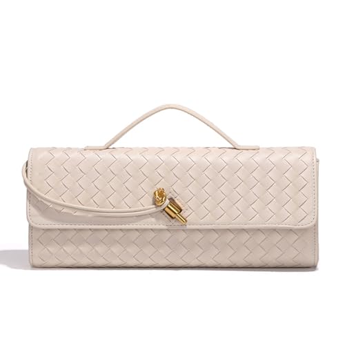 ZOSIVEB Bolsa feminina de tecido noturno, casual, moda transversal, de couro vegano, bolsa de ombro para coquetel, trabalho, Marfim