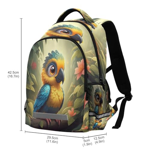 School Backpack Cartoon Parrot Lightweight Waterproof Travel Laptop Backpack Kids School Bags for Boys Girls Teens 11.6 X 4.9 X 16.7inch3