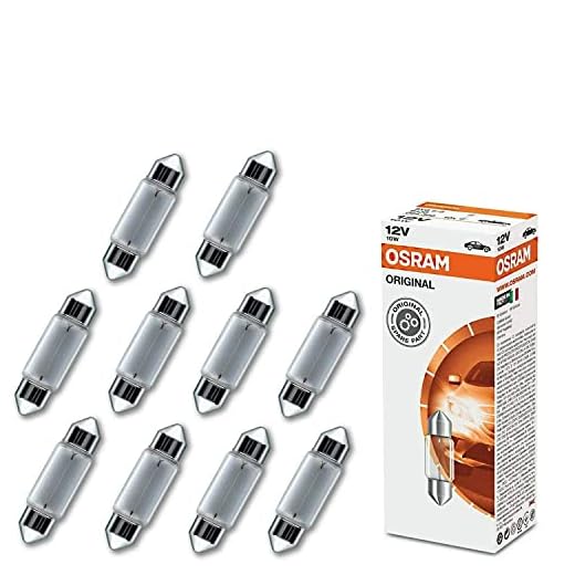 10x Osram Original C10W 31mm 12V 6438 Ersatz Halogen Soffitte Lampe für Innenbeleuchtung - Kofferraum Handschuhfach Kennzeichen Tür Fußraum Leselampen Lizenz - E-geprüft