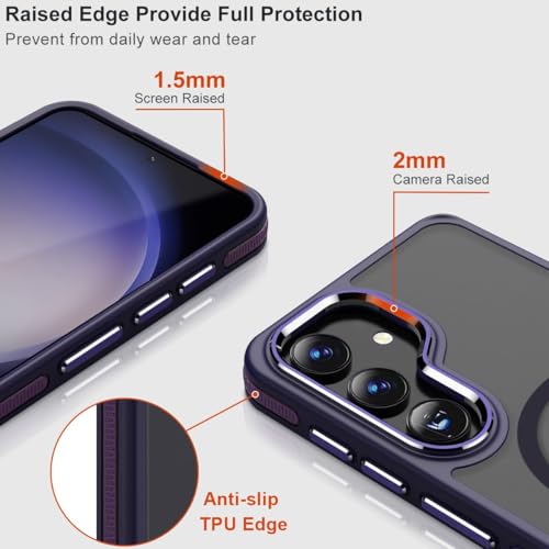 Image of MALEWOLF for Samsung Galaxy S25 Case, Adjustable Kickstand Cover Compatible with Magsafe, Slim Translucent Matte S25 Phone Case, Non-Slip Shockproof Magnetic Case for Galaxy S25 5G (Dark Purple)