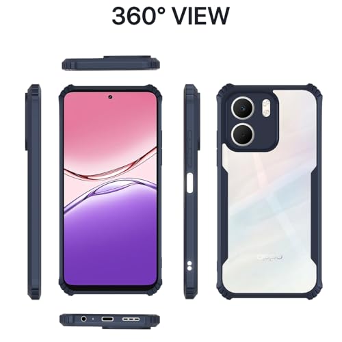 Image of Pikkme Back Cover for Oppo A5x | Ultra Hyrbid | Full Camera Protection | Raised Edge | Crystal Clear Transparent Bumper Case (Blue)