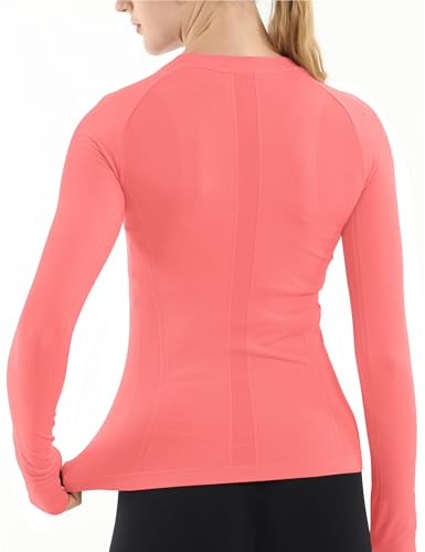 Image of MathCat Seamless Workout Shirts for Women Long Sleeve Yoga Tops Sports Running Shirt Breathable Athletic Top Slim Fit XS-XL