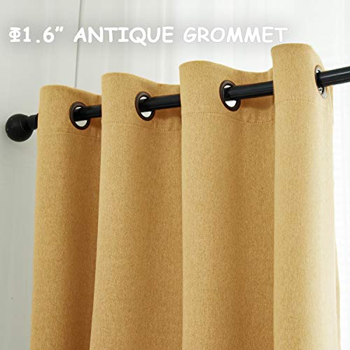 Grali-Decor Blackout Curtains For Living Room, Easy Care Thermal Insulated Room Darkening Tweed Textured Drapes For Bedroom (2 Panels, 52 By 84, Mustard Yellow) #TOP3