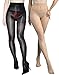 Produktbild RICHTOER 2 Pairs 8D Shaping Socks Oil Socks Shiny Silk Stockings Pantyhose Dance Tights (Black and Nude)