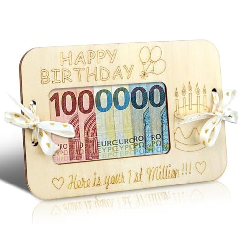 kkiuop Your First Million - Cartera de madera, caja de regalo de madera hecha a mano, cartera de soporte para dinero, dinero en efectivo