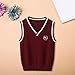 Boys Girls School Uniform Sweater Vest 2025 Fashion Teen V Neck Knit Vest Sleeveless Slim Fit (Wine, 13-14 Years)
