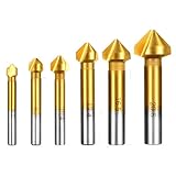 6 teiliges Kegelsenker Set, Senker Set mit Titanbeschichtung, HSS Kegelsenker Metall Ø 6,3-20,5 mm für Metall- und Nichtmetallbearbeitung, geeignet für Bohrmaschinen und Akkuschrauber