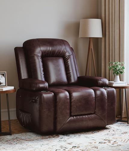 Image of Garvee Oversized Power Lift Recliner Chair - Heat and Massage, PU Leather Electric Lift Recliner for Elderly & Mobility Impaired, Adjustable Back and Legs, Heavy Duty Lift Chair for Seniors