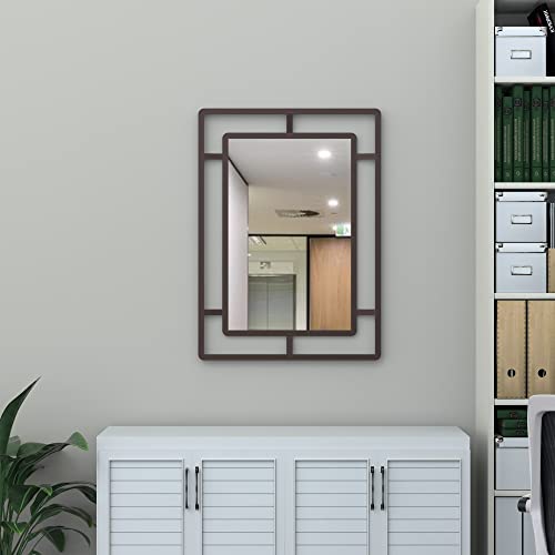 Espejo de pared decorativo grande, de 33 x 24 pulgadas, rectangular, de metal, para colgar horizontal o vertical, para entrada, dormitorio, sala de estar Cover