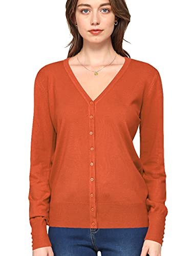 Image of MBJ WSK780 Womens Keep It Classic V Neck Cardigan XXL Rust