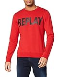 Material: 100% Baumwolle Replay Herren Logo Sweater Sweatshirt, Rot (Ruby Red 357), L