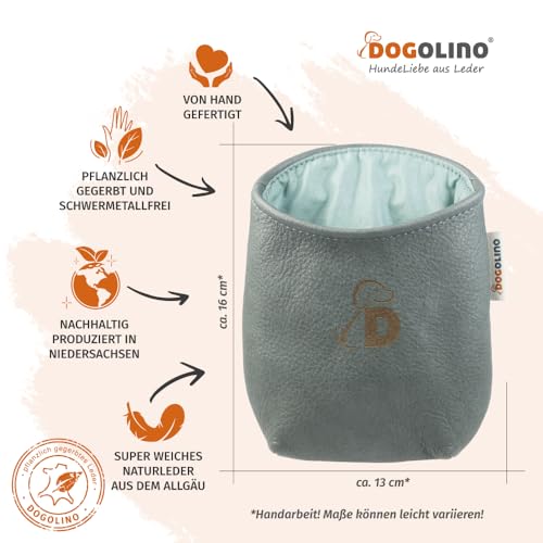Pantolinos DOGOLINO® Leckerli-Beutel für Hunde aus Leder - Leckerlitasche - Futterbeutel für Hundetraining - Kleiderschutztasche - Snackbeutel zum Gassi gehen (Grau, Basic)