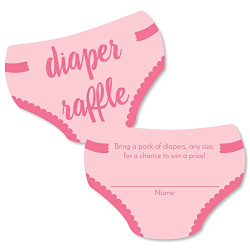 Big Dot of Happiness Baby Girl - Diaper Shaped Raffle...