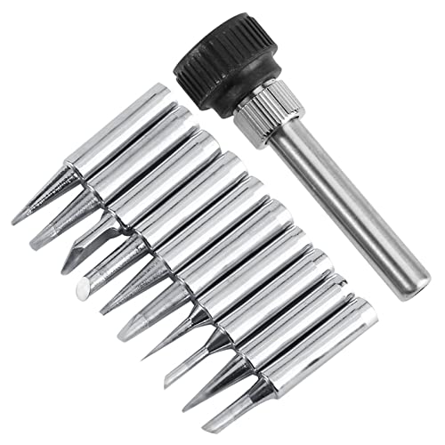 Image of Soldering Iron Replacement Tips, Solder Iron Tips 900M‑T Soldering Station Tool (10 Tips 1 Retaining Sleeve)