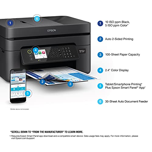 Image of Epson Workforce WF-2950 Wireless All-in-One Printer with Scan, Copy, Fax, Auto Document Feeder, Automatic 2-Sided Printing and 2.4 inch Color Display