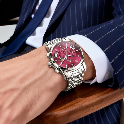 Image of OLEVS Watch for Men Original Chronograph Analog Quartz Waterproof Watch Luxury Premium Businesse Diamond Mens Dress Watches
