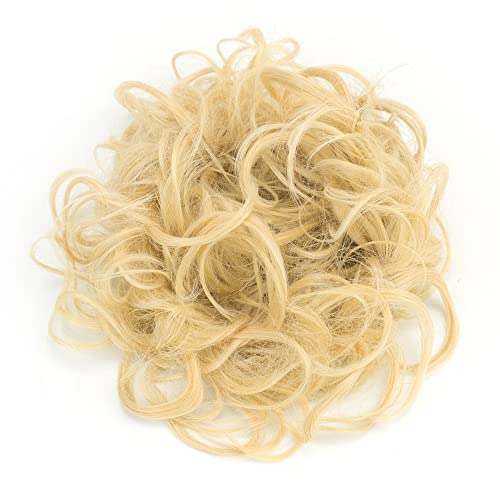 IMISSU Large Size Hairpiece Curly Messy Hair Bun Wrap Scrunchies Elastic Hair Band Donut Updo Chignon Hair Extension Piece for Women Girl (Blonde) - Image 3