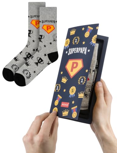 soxo Super Papa Socks Men Dad Gifts Mens Cotton Sock Colourful Funky Gift Mens Presents 6.5-10.5 Socks