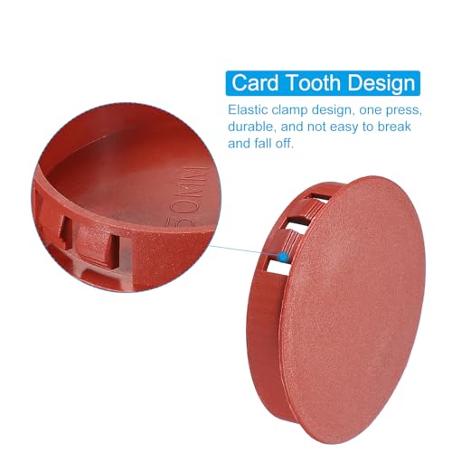 Image of PATIKIL 2 inch /50mm Plastic Hole Plugs, 20Pcs Flush Type Round Hole Plugs Cover Snap in Locking Hole Tube for Table Kitchen Cabinet Furniture, Red Brown