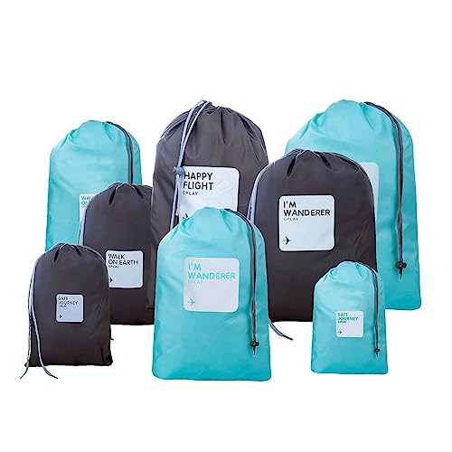 Aatpuss 8 Piezas Organizador para Viaje Bolsa Almacenamiento con Cordón, Bolsa de Almacenamiento con Cordón de Nailon para Viajar, Deporte, Natación