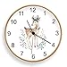 Produktbild W-xiao uhr Wanduhr aus massivem Holz/stille Wanduhr, runde Elchmuster-Kunstuhr für Wohnzimmer, Schlafzimmer, Küche, Büro