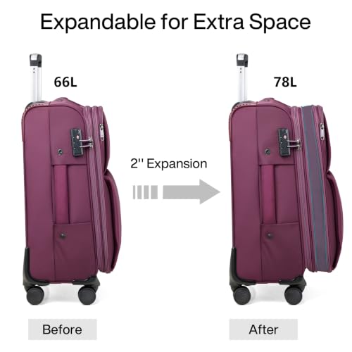 Image of Hanke Medium Checked Luggage, 24 Inch Suitcase with Garment Compartment