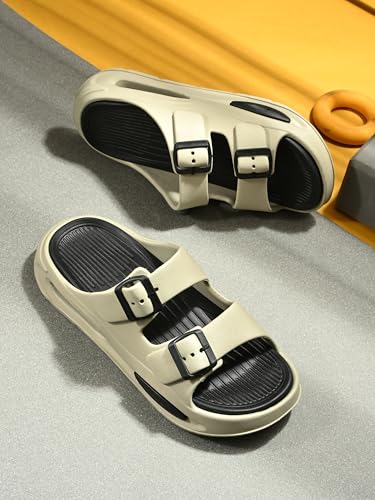 Image of DOCTOR HEALTH SUPER SOFT Men EVA Double Strap Sandals | Adjustable Buckle Comfort Slides | Lightweight Anti-Slip Casual Slippers for Indoor Outdoor Everyday Wear