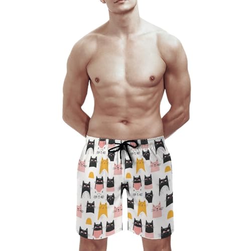 Hawaiian Shorts for Men - Comfy Cats Cute Colorful Print Mens Swim Trunks Bathing Suits with Mesh Lining3