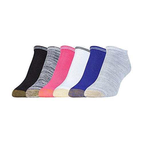 Gold Toe Women's Free Feed Stripe Soft Low Cut Socks (6 Pair Pack), White/Grey, Spectrum Blue, White/black, Pink, black/White, black/White, Shoe Size: 6-9