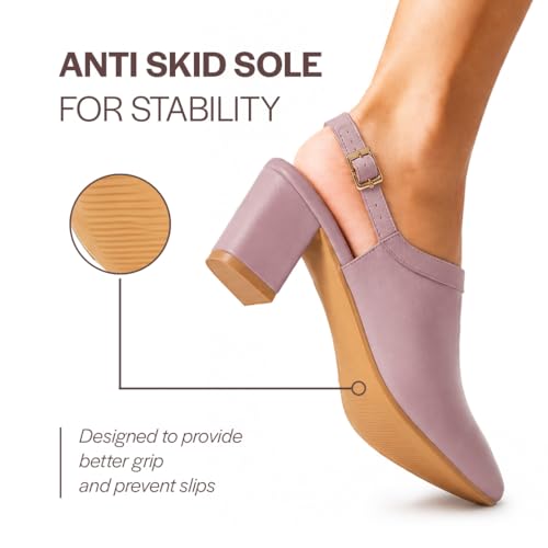 Image of FAUSTO Women Pointed Toe Block Heel Adjustable Backstrap Shoe Style Sandals | Soft Padded Insole | Semi Formal Outfit Sandals